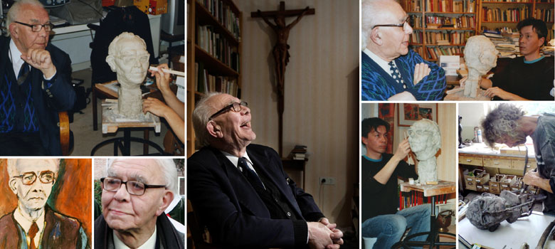 foto's tijdens het het maken van het portret van pater van Kilsdonk