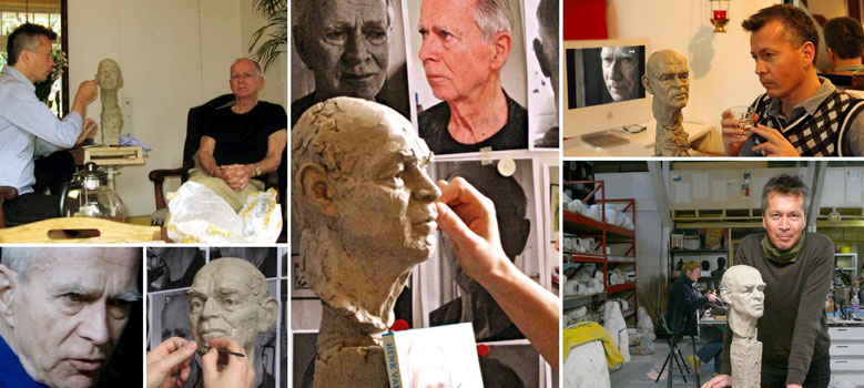 foto's tijdens het het maken van het portret van Henk van Ulsen